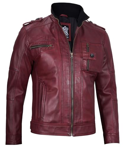Image of Decrum Real Mens Leather Jacket - Cafe Racer Style Casual Leather Jackets For Men