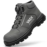 [uateeff] 【壊れにくいダイヤル】安全靴 ハイカット ダイヤル式 【超軽量×日本人デザイナー監修】 防水 軽量 【日本企画×長時間履いても疲れづらい】 26.5cm グレー