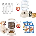 2 Pack Automatic Cat Feeder and Water Dispenser in Set Pet Food Bowl for Small Medium Dog Pets Puppy Kitten Big Capacity 1 Gallon x 2 (Cream) - Image 3