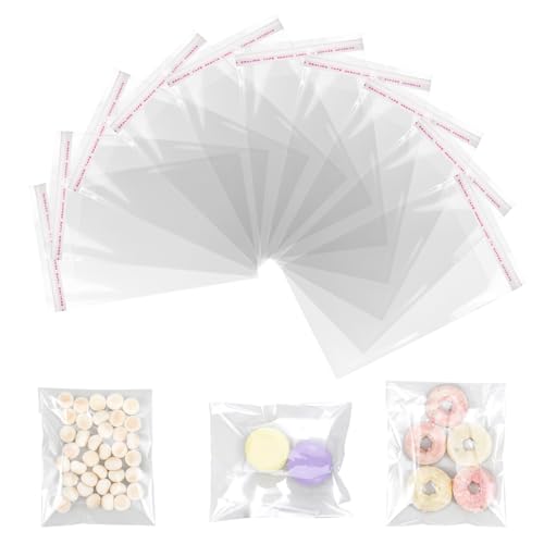 JIYIN 100 Bolsas de Celofán Transparentes, 10 x 15 cm, Pequeñas Bolsas de Celofán para Alimentos, Dulces, Joyas y Regalos