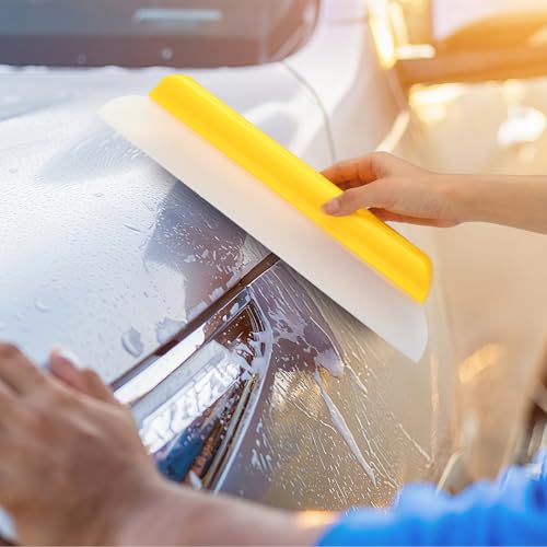 Image of 4 Pack 14 inch Car Drying Squeegee Longer Silicone Automotive Water Wiper Flexible Auto T-Bar Rubber Blade for Car Windshield Glass Window Bathroom Shower Squeegees Wash Tool (Yellow)