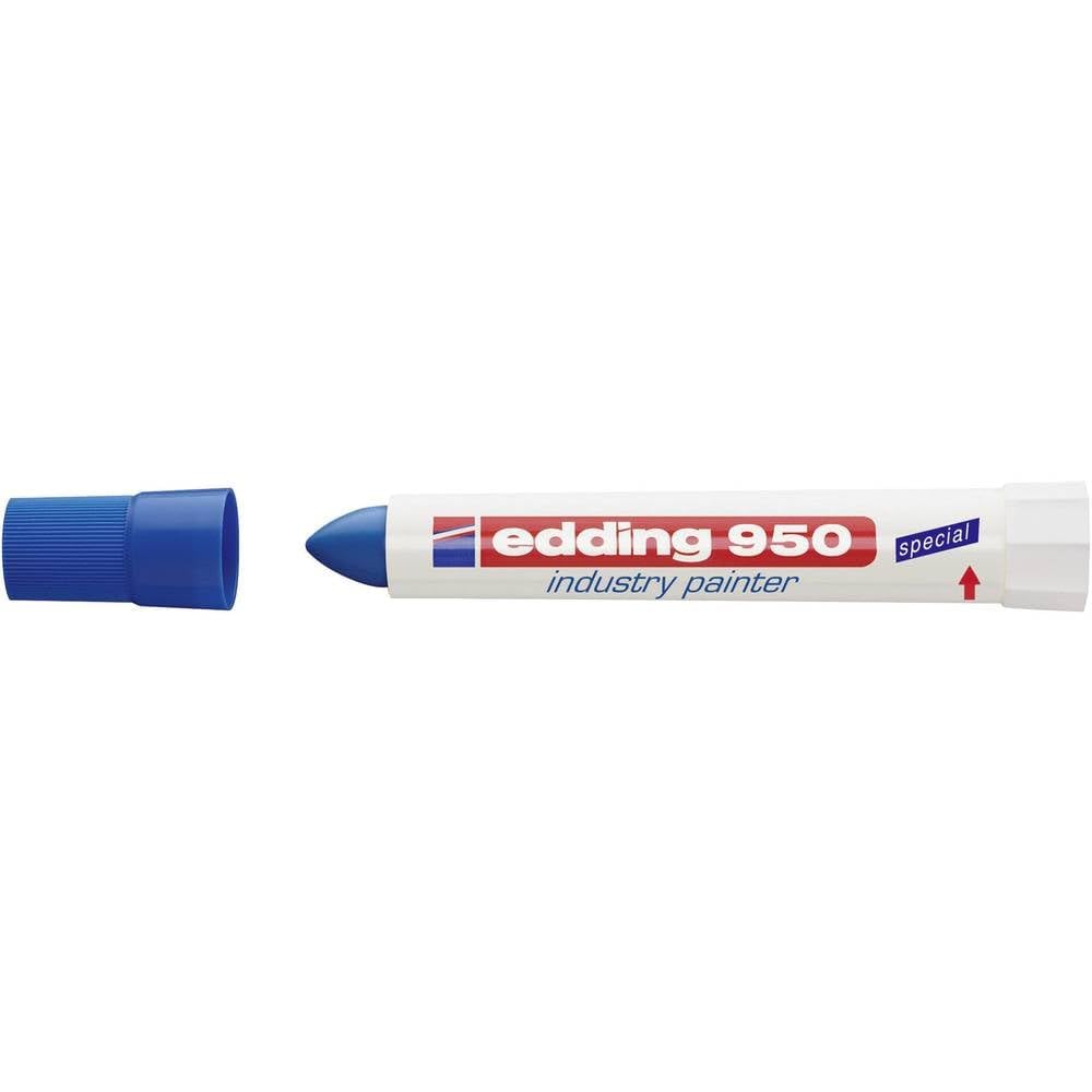 edding 950 Industry Painter - Blue - 1 Pen - Round Tip 10 mm - Marker for Writing On Metal, Rocks, Wood - Rough or Wet Surfaces - Permanent, Waterproof