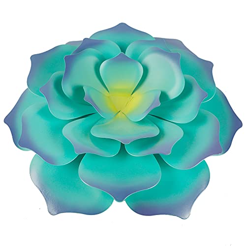 Adroiteet Large Metal Wall Decor, 13 IN Iron Succulent Flower Art Style Hanging for Indoor Outdoor Home Bedroom Office (Pueple Green)