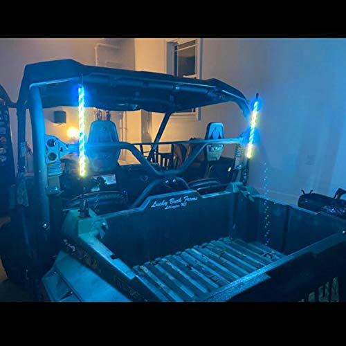 Nbwdy 2Pc 2Ft Rgb Led Whip Light App Control 360° Spiral Rising Dream Color Chasing Flag Light Offroad Warning Lighted Led Whips Led Antenna Light For Atv Off Road Truck Golf Cart Sand Buggy Dune Rz #TOP4