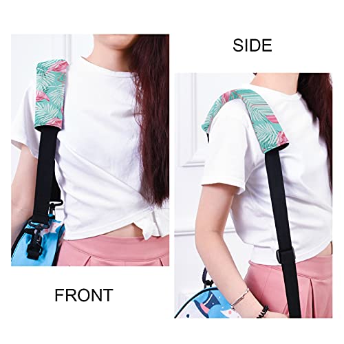 Pink Flamingo Tropical Palm Tree Leaves On Turquoise 2 Pieces Adjustable Car Seat Belt Pads Cover, Universal Car Seat Belt Shoulder Strap Covers, Car Seat Belt Cushions For Adults Kids #TOP5