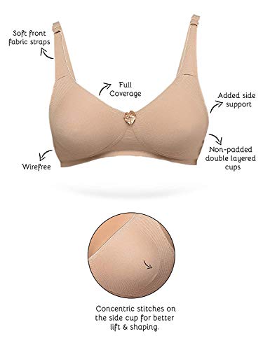 Image of Inner Sense Organic Cotton Bamboo Bra for Woman with Concentric Stitches I Full Coverage Bra for Heavy Bust with Side Support I Non Padded Innerwear with Wire-Free Design