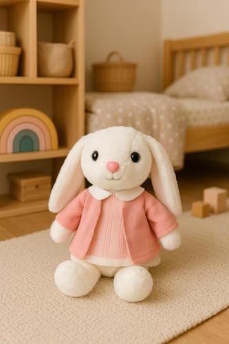 Image of SCOOBA White Baby Rabbit with Random Dress Soft Toy 33cm Height for Your Loved Ones (White Rabbit with Random Color Dress)