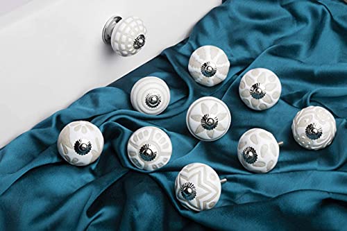 Image of Ceramic Door Handle Knobs /Drawer knobs /Pull Knobs (Pack of 6, Color White Mom)