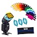 Produktbild Selens 20 Stück Universal Beleuchtungs Blitz Gelfilter Set mit 3 Pcs Gelband und Tasche, Speedlite Farbfolien Gele für Kamera Blitzgerät Fotografie Foto Camera Flash Gels Filter Kit