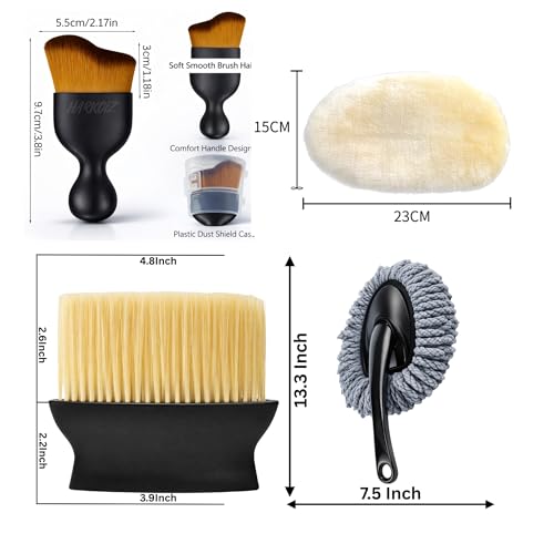 Image of 6-in-1 Car Cleaning Brush Combo - Telescopic Microfiber Duster, Soft Bristle Detailing Brushes, AC Vent & Dashboard Cleaners, EVA-Grip Handles & Hooks - Scratch-Free Interior /Exterior Car Care Kit