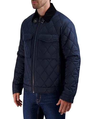 Image of Cole Haan Men's Diamond Quilt Long Sleeve Casual Jacket