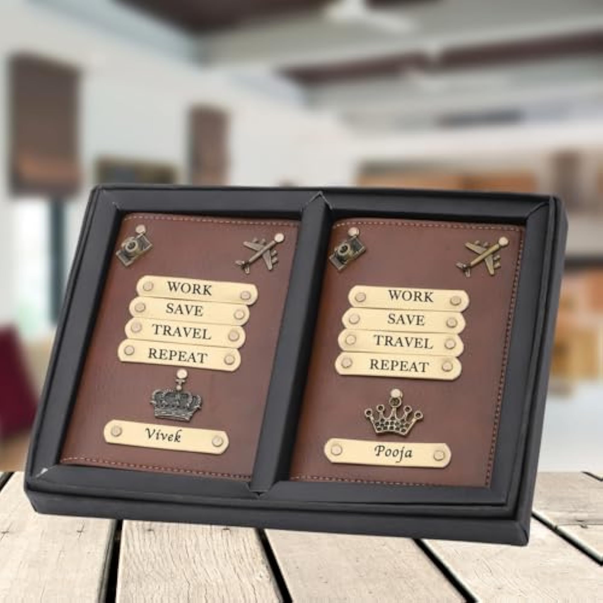 Personalized Leather Name Passport Cover with Travel Charm, Gift Idea