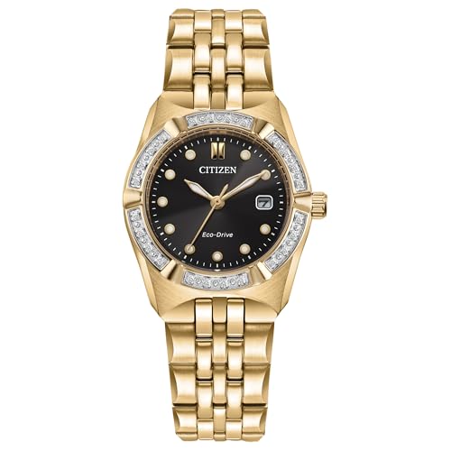Citizen Ladies Eco-Drive Dress Classic Corso Watch, Diamond-Accented Bezel, Black Dial (Model: EW2712-55E)