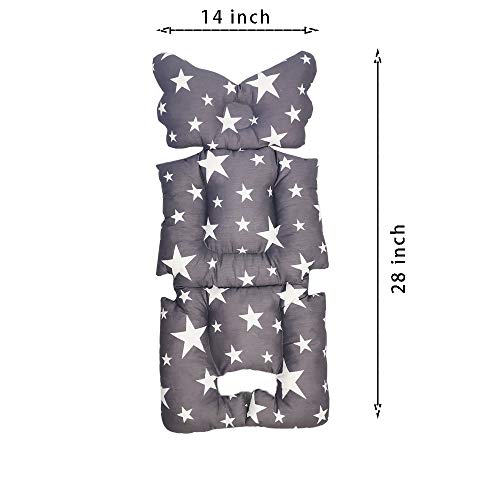Stroller Liner Insert Car Seat Liner Cover, Infant Reversible Cotton Newborn Cushion Pad Universal For Baby Carrier Pram, Thick Padding, Non Slip, By Dodo Nici Grey Star #TOP2