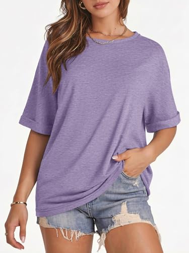 Image of ATHMILE Womens Oversized T Shirts Summer Tops Spring Casual Loose Fit Workout Short Sleeve 2026 Beach Vacation