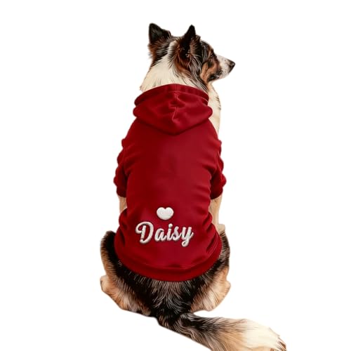 Personalized Dog Hoodie Embroidered With Pet Name And Paw Pr
