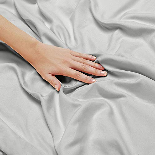 Image of 100% Cotton 1PC Duvet /Quilt Cover Hidden Zipper Closure 600TC Ultra Soft Durable for Single Size Bed(Silver)