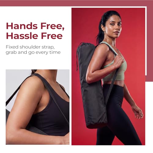 Image of Lifelong Yoga Mat Bag for Women & Men | Lightweight Durable Polyester | Drawstring Closure & Fixed Shoulder Strap | Reinforced Stitching | Premium Yoga Carry Bag Without Yoga Mat (Black)