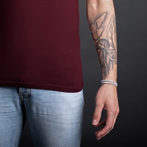 Mens Tennis Bracelet, Solid 925 Sterling Silver Bracelet for Men with 4mm AAA Sparkling White Cubic Zirconia Stones, Stylish Mens Bracelets with Gift Box4