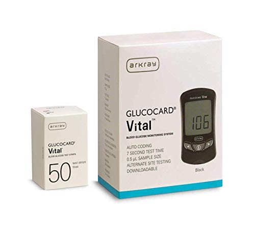 Arkray Glucocard Vital Meter with Vital 50 Test Strips for Glucose Monitor