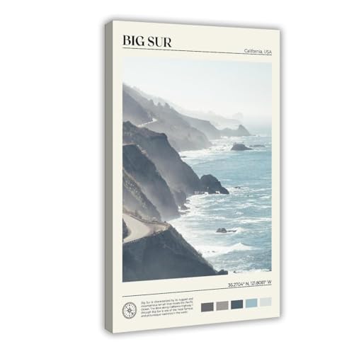 Big Sur Coastal Highway Cliffs Misty Pacific Ocean California Art Poster