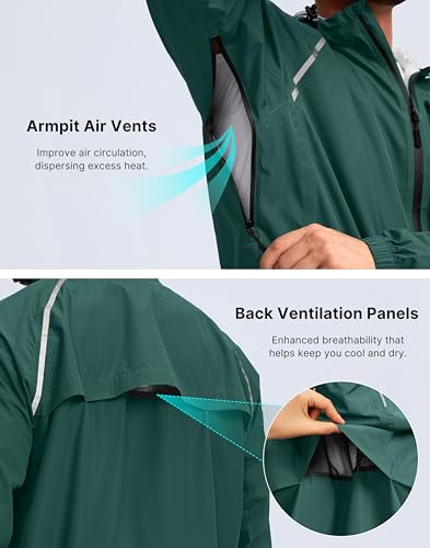 Image of Bikewa Men's Cycling Rain Jackets Waterproof Running Bike Windbreaker Lightweight Packable Hooded Jacket