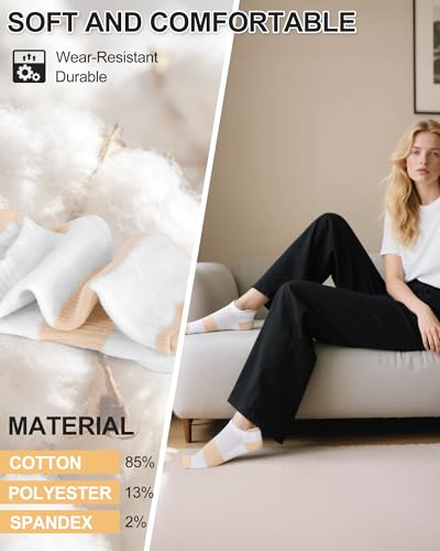 Image of 6 Pairs Ankle Socks for Women - Lightweight Low Cut No Show Casual Cotton Socks Breathable