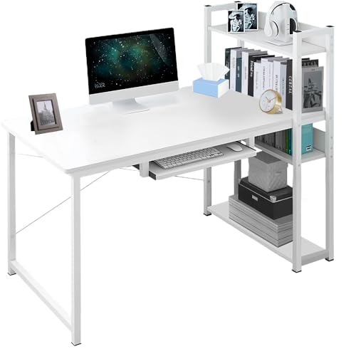 FBXGT Escritorio para Computadora Escritorios PC Mesa de Trabajo de Madera Modernos Minimalista de Oficina Escritorios con 4 Repisas y Cajones,120cm x 55cm,...