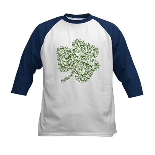 CafePress Shamrock Skull St Patricks Day Kids Baseball Jerse Kids Cotton Baseball Jersey, 3/4 Raglan Sleeve Shirt