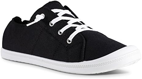 Twisted Andrea Fashion Sneakers for Women | Low-Rise, Comfortable Round Toe Ladies Lace Shoes with Elastic Back, Black, 6