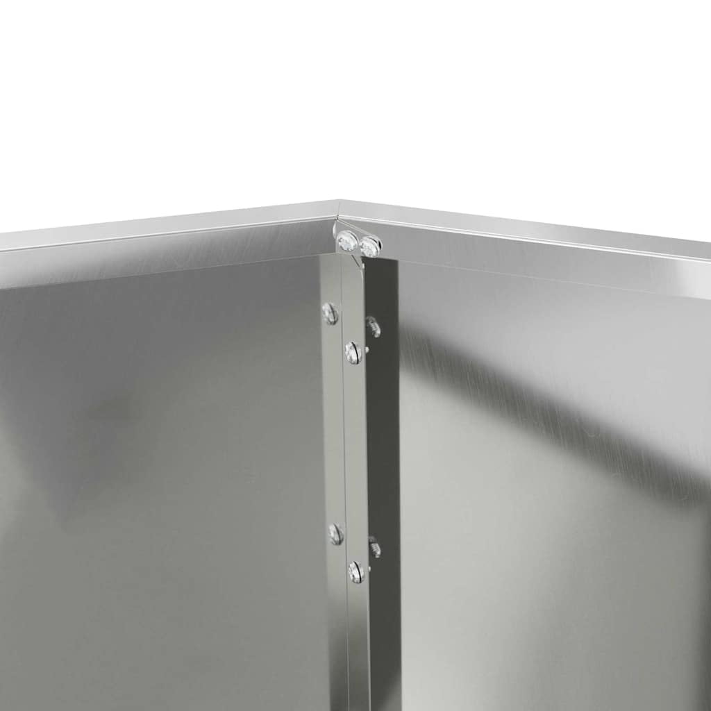 Macetero rectangular de acero galvanizado, 75 x 75 x 60 cm, plateado, para jardín, terraza, balcón, construcción de acero macizo, fácil montaje, exterior duradero