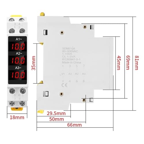 Ampèremètre triphasé à affichage numérique LED pour mesure précise 0-100A - 2