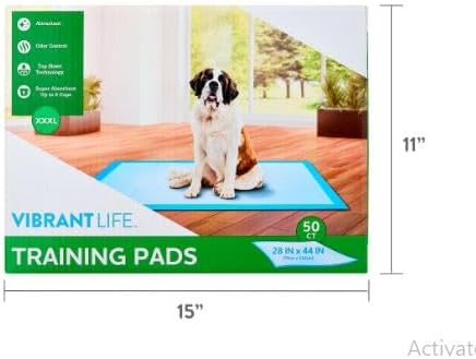 Vibrant Life XXXL Training Pads, 28" x 44", 50 Count