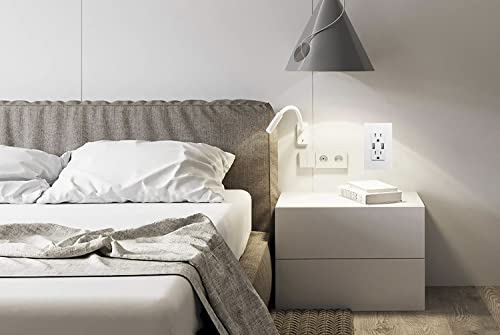 Outlet With Usb High Speed Charger 4.8A Charging Capability,Duplex Receptacle 15 Amp, Tamper Resistant Wall Socket Usb Outlet,Child Proof Safety,Screwless Wall Plate,White (4 Pack) #TOP4