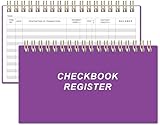 Check Registers for Personal Checkbook - A6 Blank Ledger Transaction Registers for Personal, Check Register Book for Checking and Saving Account, Deposit and Credit Card, 3,75' x 6.75', Purple