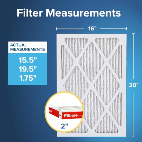 Image of Filtrete 16x20x2 AC Furnace Air Filter, MERV 11, MPR 1000, Allergen Defense, 3-Month Pleated 2-Inch Electrostatic Air Cleaning Filter, 4 Pack (Actual Size 15.5 x 19.5 x 1.75 in)