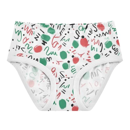 Girls' Triangle Panties Organic Underwear for Kids Colorful Doodle Christmas