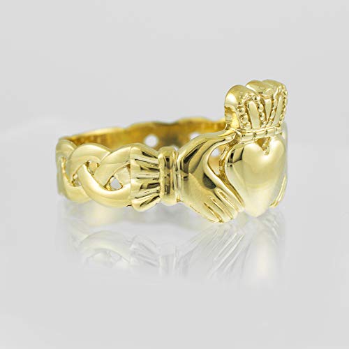 10k Gold Mens Claddagh Trinity Band Ring2