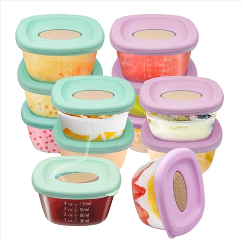 Image of Leak-Proof Baby Food Storage Containers 12-Pack - 4oz BPA-Free Freezer & Microwave Safe Food Jars with Airtight Lids for Infants, Travel, Nurseries