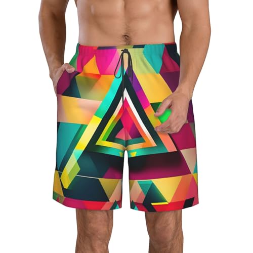 Colorful Triangle Pattern Print Stylish Beach Shorts Swim Trunks Lightweight Breathable Summer Outdoor Activities