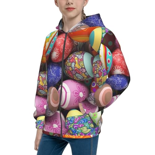 Easter Eggs1 Kid Hoodies Boys Zip Up Sweatshirts Girls Pullover with Pocket