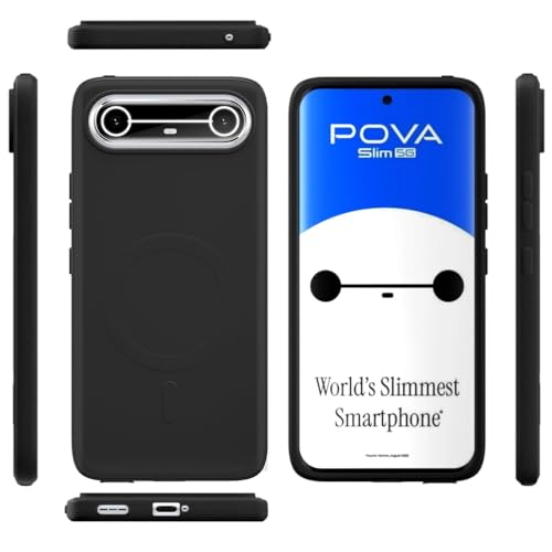 Image of Back Cover for Tecno Pova Slim 5G | MagFit Ring Design (Non-Magnetic) | Shockproof Protection | Anti-Slip Grip | Raised Camera Edges | Slim Protective Case for Tecno Pova Slim 5G (Matte Black)