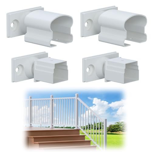 Image of Egadis 4 Pack Aluminum Deck Railing Bracket Connector, Adjustable Railing Bracket, White Outdoor Textured AAMA2604 Powder-Coat Finish Rail Modular System for Decks, Porches & Balconies