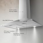 Hermitlux Range Hood 30 inch Stainless Steel, Wall Mount Vent Hood for Kitchen with Charcoal Filter, Ducted/Ductless Convertible