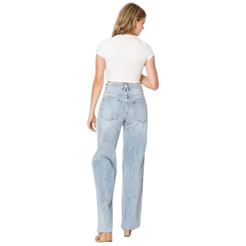 BlueMoment Wide Leg Pants for Women High Rise Stretchy Baggy Jeans Womenswear Bottom with Raw Hem Barrel Jeans3