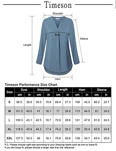 Timeson Women's Office Wear Tops And Blouses Ladies Fashion Business Work Chiffon Blouse Shirs 3/4 Sleeve Tunics Tops Casual Linen Maternity Sheer Loose Dressy Blouse Tops For Leggings Red #TOP5