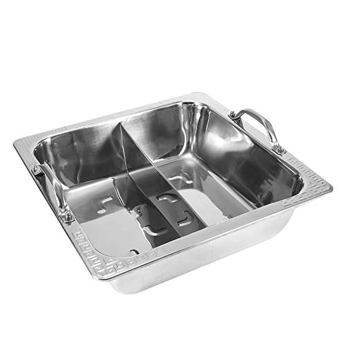 Hot Pot, Delaman Épaissi Forme Carrée En Acier Inoxydable Canard Hot Pot Cuisine Outil pour Cuisinière À Induction Cover