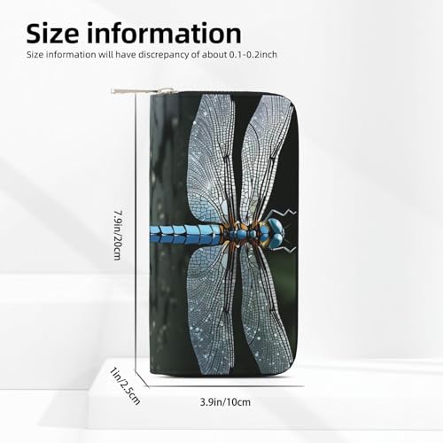 Dragonfly Leather Wallet For Women Girl, Zip Around Credit Card Holder Long Pu Wallet Clutch Purse Waterproof Travel Handbag3