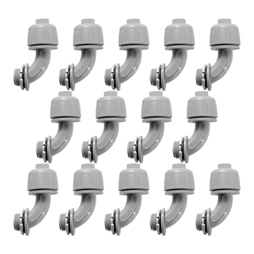 1/2-Inch Liquid Tight Conduit Connectors, NPT Non-Metallic Connector for PVC Electrical Flexible Conduit Fittings, 90-Degree, for Home Outdoor Tubes Tools, UL Listed, Grey, 14-Pack