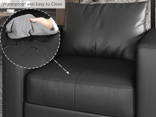 Sillón Modular Moderno Negro de Cuero Artificial miniatura 5